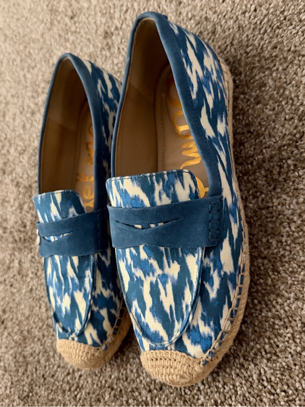Sam Edelman Blue and Cream Espadrille Loafers - Picture 3 of 7
